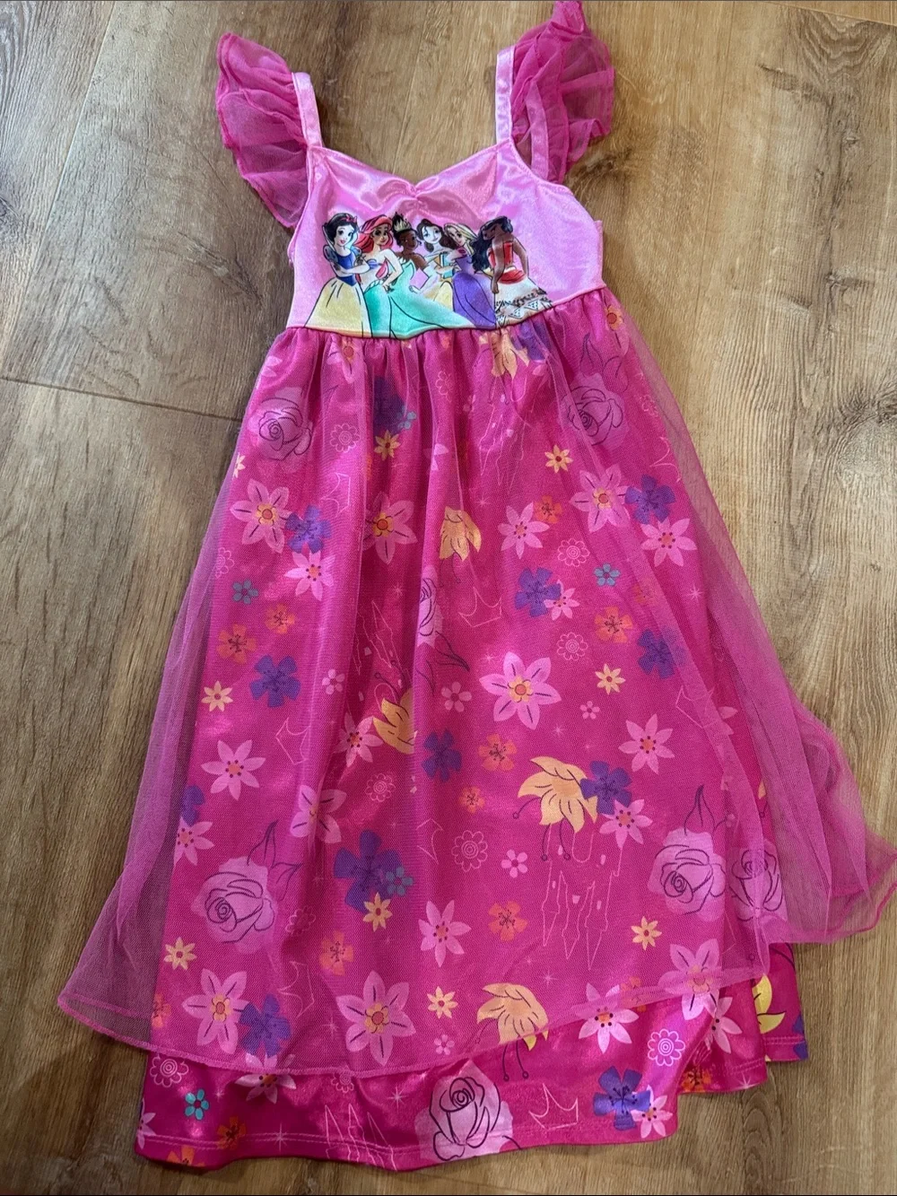 Disney Pink Princess Floral Tulle Nightgown - Picture 1 of 1